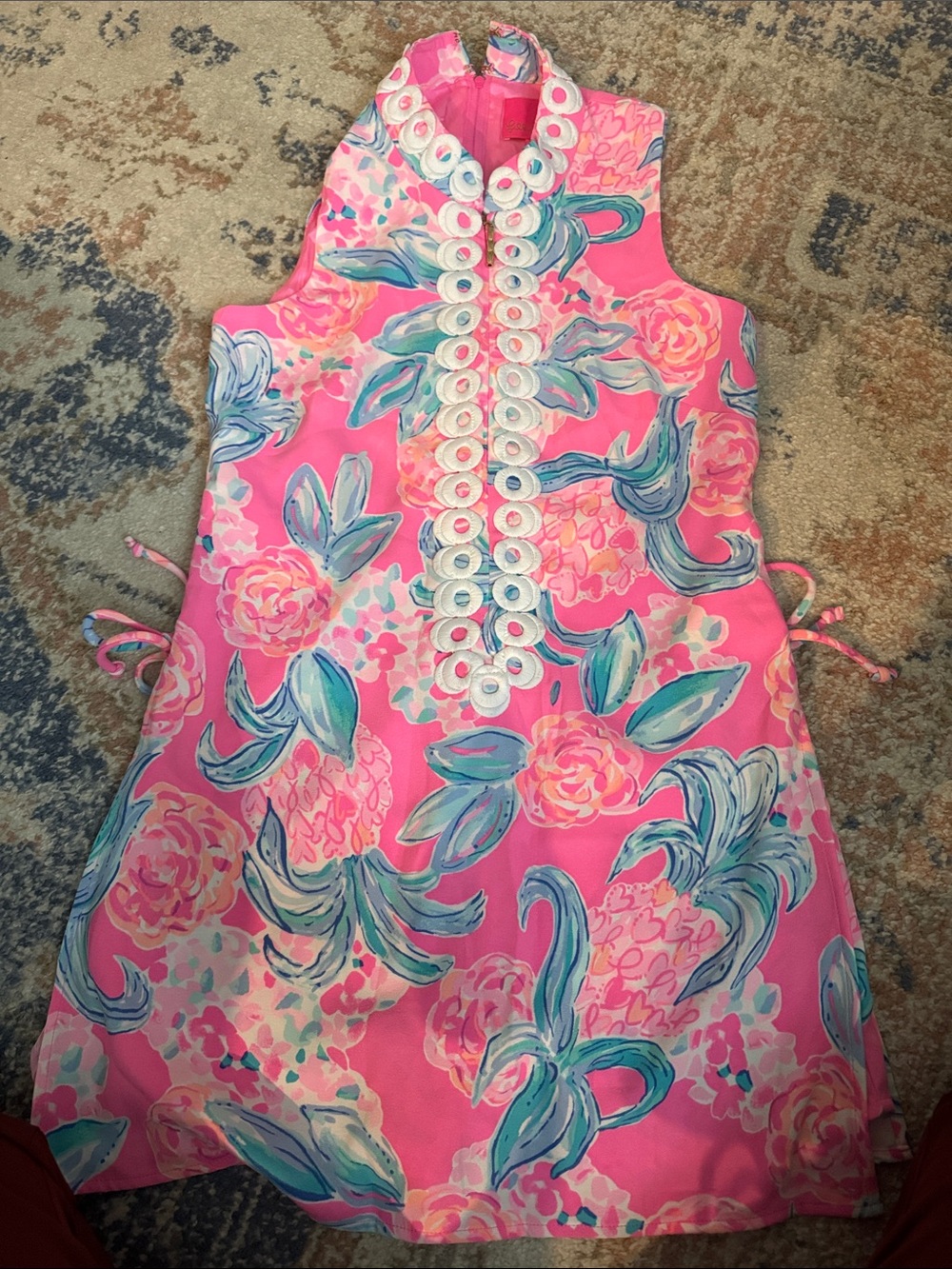 Lilly Pulitzer Pink Floral Shift Dress with Blue & Green Accents